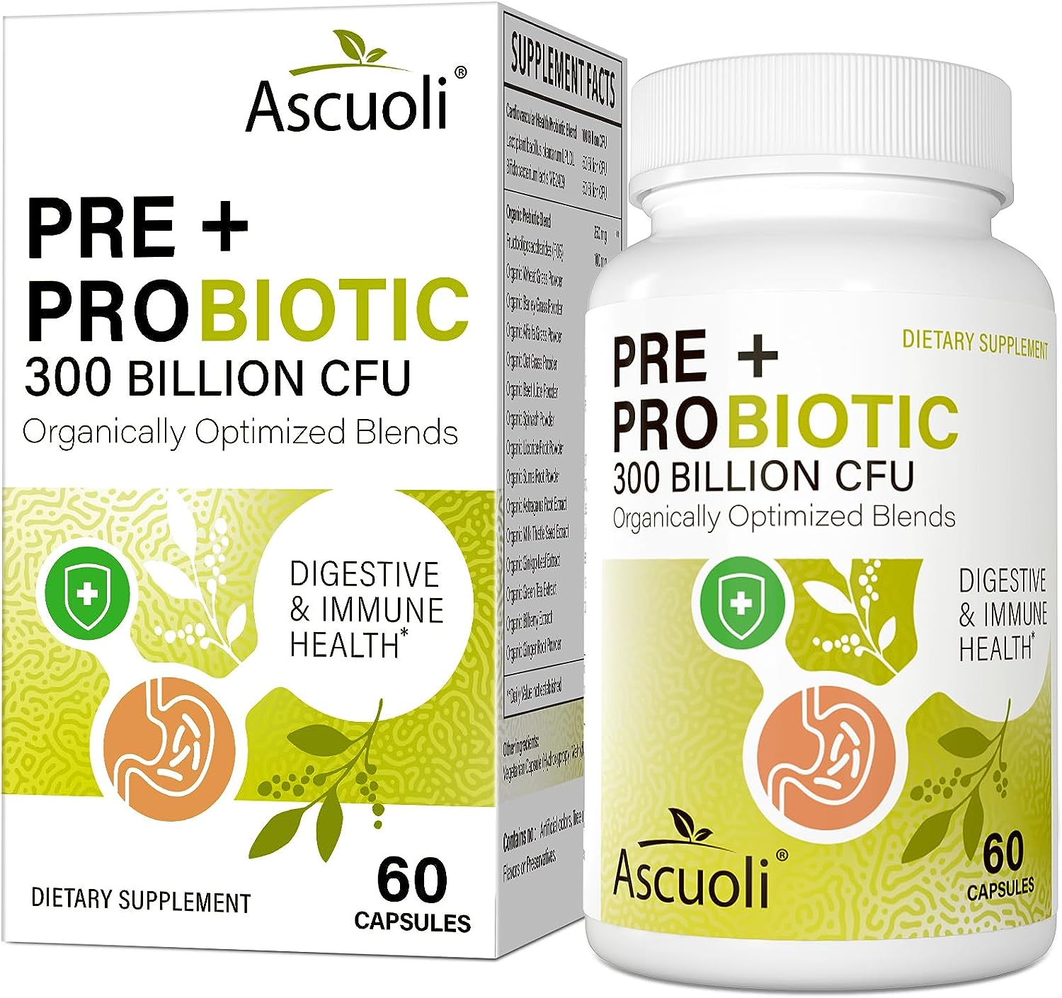 Probiotics for Women & Men – 300 Billion CFU, 22 Strains Probiotics + 15 Organic Herbs Prebiotics Blend, Daily Probiotics for Digestive Health, Immune Constipation, Diarrhea, Bloating – 2 Month Supply