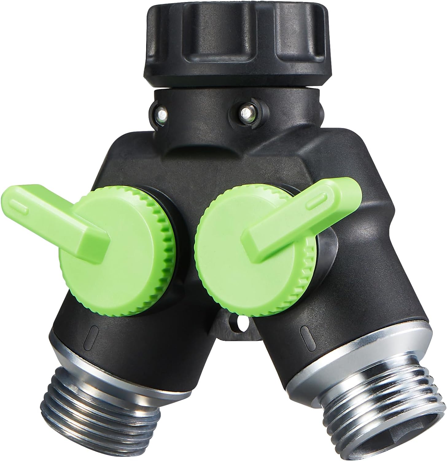 Hose Splitter 2 Way Heavy Duty Garden Faucet Splitter metal splitter Black splitter Easy to use, suitable for garden outdoor, connect multiple hoses